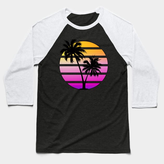 Retrowave Sunset Baseball T-Shirt by Brobocop